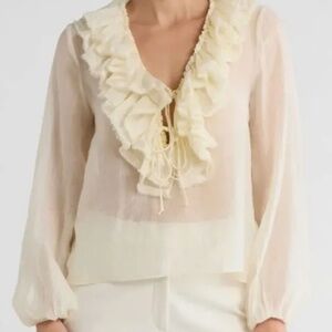 NWT Jason Wu Ivory Ruffle shirt, Size M